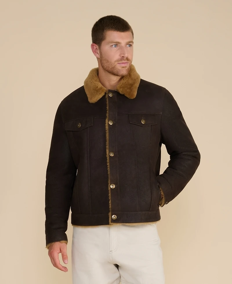 Furniq Uk Men's Shearling Jacket