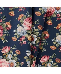 Ellis Bella Rose Stylish Medium Scale Printed Floral Pattern 1.5" Rod Pocket Tailored Valance 58"x15" Navy