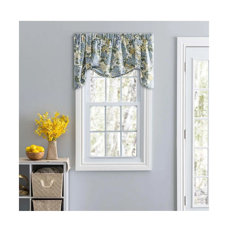 Ellis Hydrangea Classic Pattern Printed 3" Rod Pocket Window Tie Up Valance 60"x24" Blue