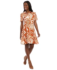 London Times Women's Short-Sleeve Shirt Dress