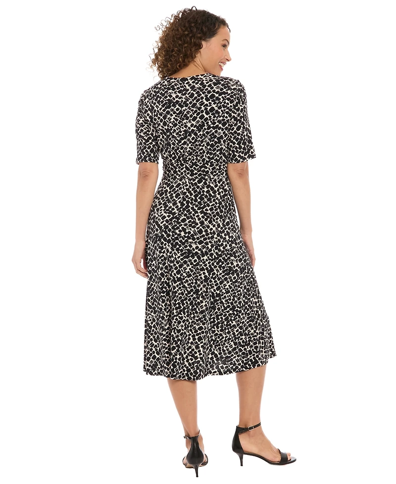 London Times Women's Short-Sleeve Midi Dress