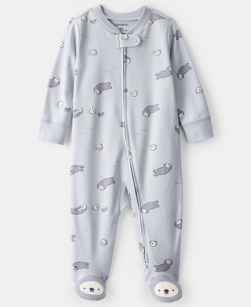 Carter's Baby Boys or Girls Otter Print Long-Sleeve Sleep and Play Pajama