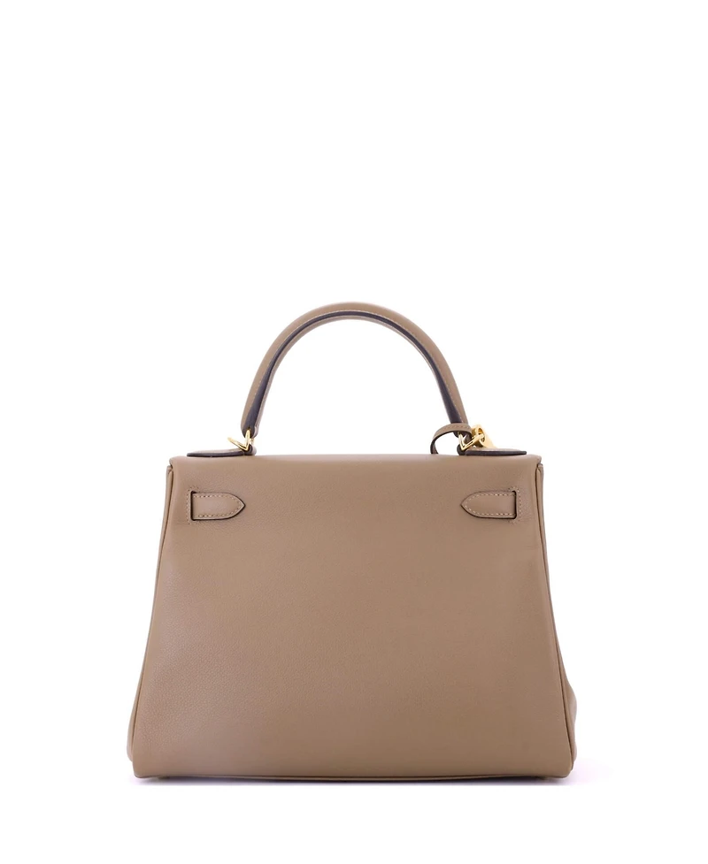 Pre-Owned Hermes Kelly 28 Handbag Brown Evercolor with Gold Hardware