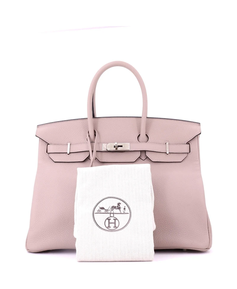 Pre-Owned HERMES Birkin 35 Handbag Purple Clemence with Palladium Hardware