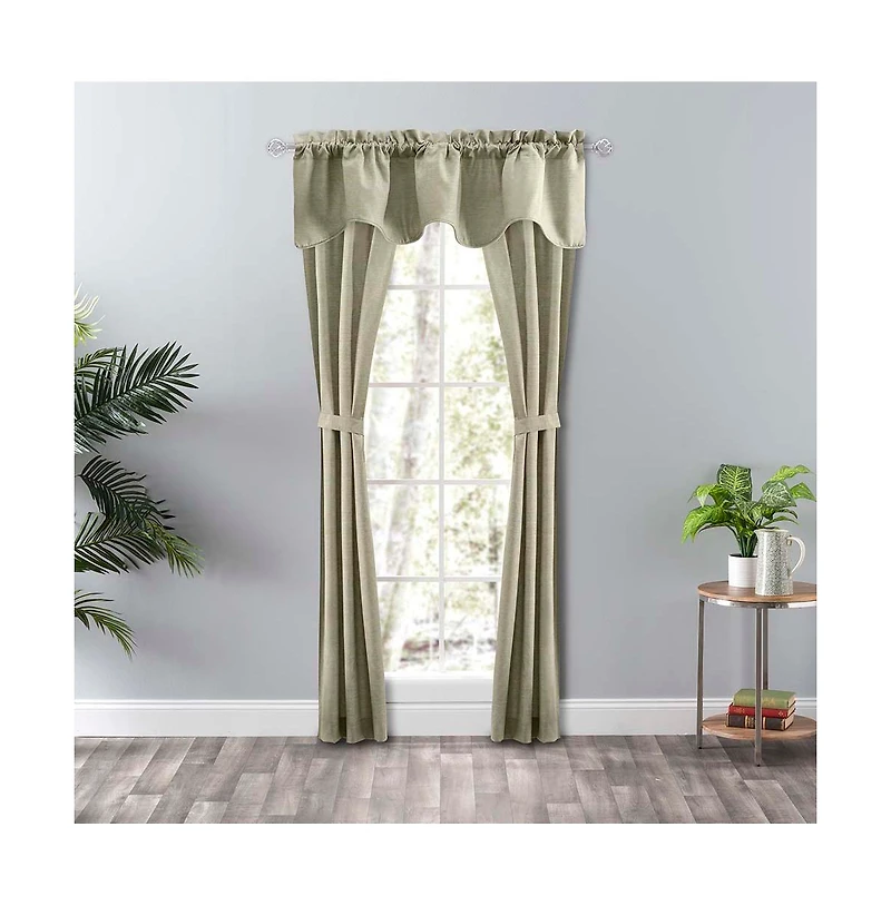 Ellis Curtain Lisa Solid Poly Cotton Duck Fabric Tailored Panel Pair with Ties 56" x Mist