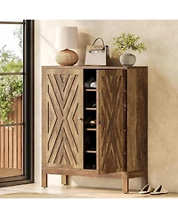 Tribesigns 5-Tier Shoe Cabinet for Entryway, Industrial Wooden Shoe Organizer with Adjustable Shelves