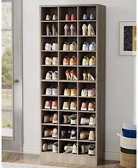 Tribesigns 10-Tier Shoe Storage Cabinet, Wooden Rack with 30 Cubbies, Freestanding Tall Entryway Organizer