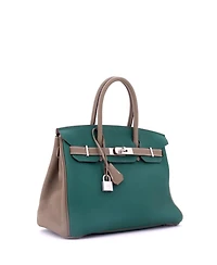 Pre-Owned Hermes Birkin 30 Handbag Bicolor Togo with Brushed Palladium Hardware
