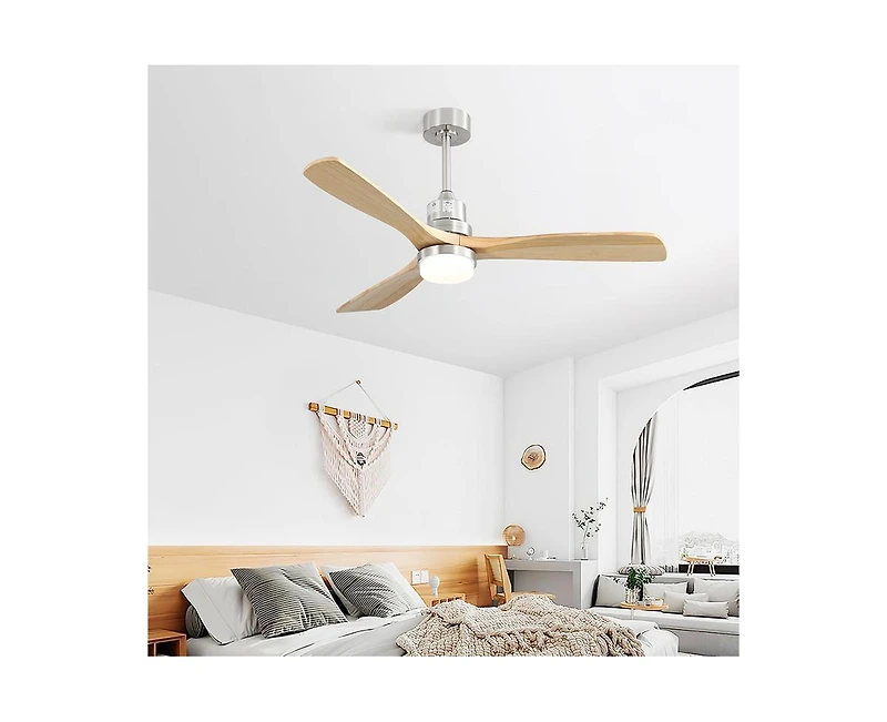 52-inch Modern Minimalist Sand Nickel 3 Blades Ceiling Fan with 3 color Dimmable and Memory Function Light and Remote control