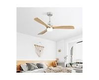 52-inch Modern Minimalist Sand Nickel 3 Blades Ceiling Fan with 3 color Dimmable and Memory Function Light and Remote control