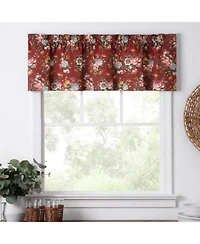 Ellis Bella Rose Stylish Medium Scale Printed Floral Pattern 1.5" Rod Pocket Tailored Valance 58"x15" Red