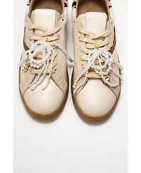 Forever & Always Shoes Taren Leather Pearl Buckle Sneakers (Women)