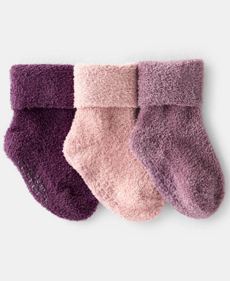 Carter's Baby Girls 3-Pack Crew Bootie Socks
