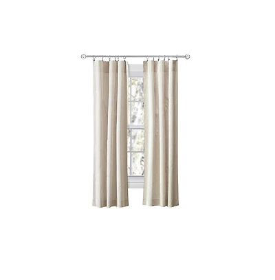 Ellis Curtain Plaza Classic Ticking Stripe Printed 3" Rod Pocket Tailored Panel Pair with Tiebacks 56" x 63" Tan