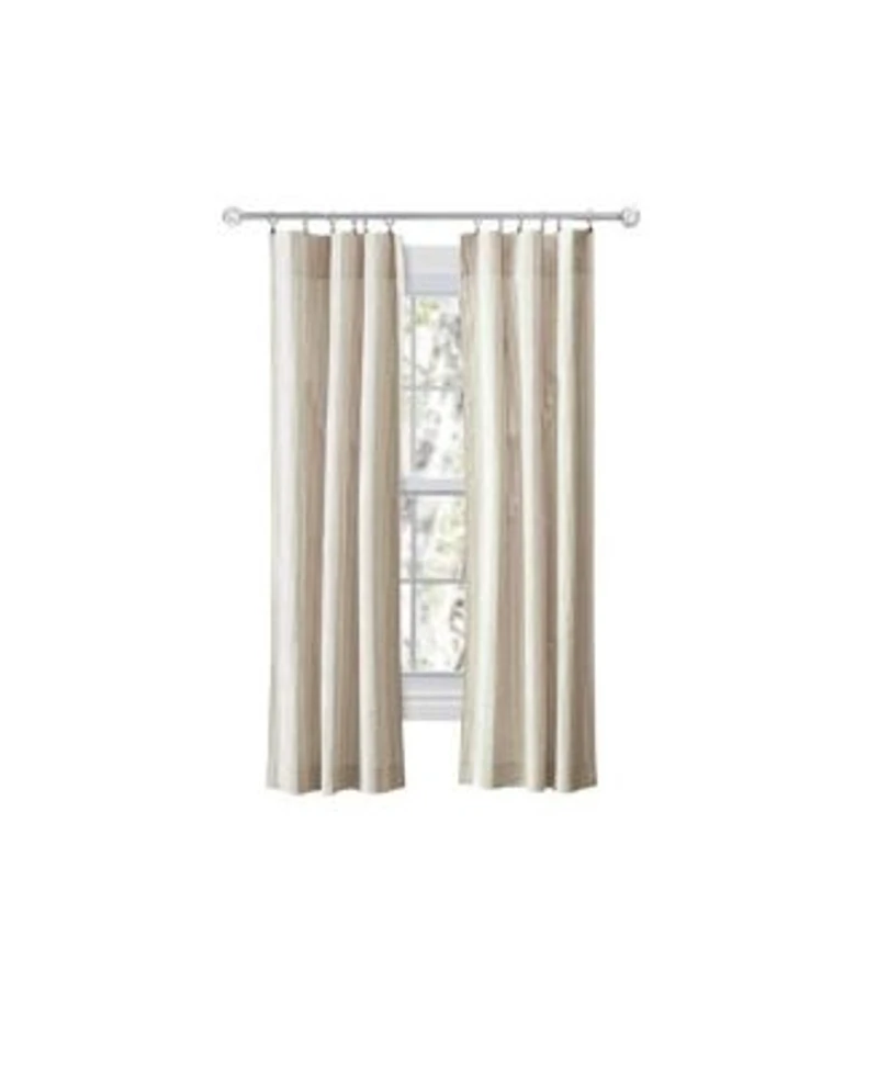 Ellis Curtain Plaza Classic Ticking Stripe Printed 3 X22 Rod Pocket Tailored Panel Pair With Tiebacks 56 X22 X 63 X22 Tan