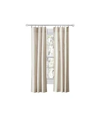 Ellis Curtain Plaza Classic Ticking Stripe Printed 3 X22 Rod Pocket Tailored Panel Pair With Tiebacks 56 X22 X 63 X22 Tan