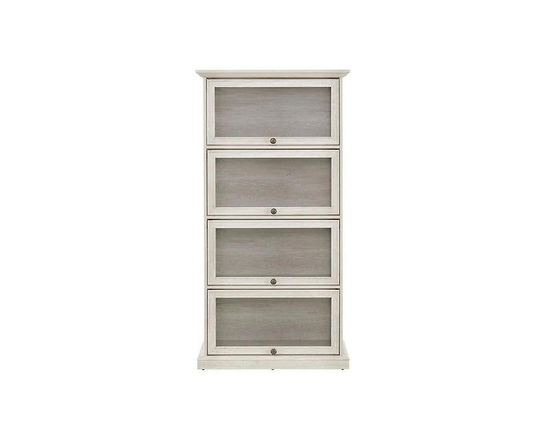 Casainc Glass Display Cabinet 4 Tier Storage Curio with Flip up Doors