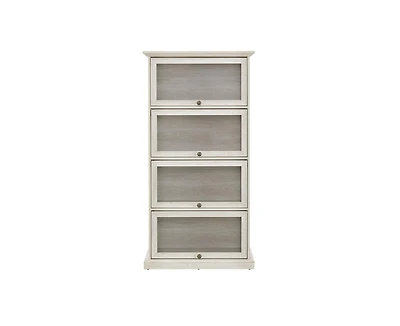 Casainc Glass Display Cabinet 4 Tier Storage Curio with Flip up Doors