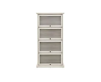 Casainc Glass Display Cabinet 4 Tier Storage Curio with Flip up Doors