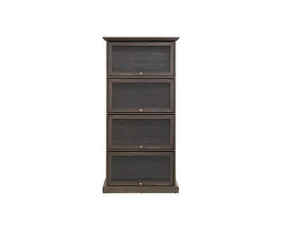 Glass display cabinet 4 Tier Glass Display Cabinet Storage Curio Cabinet with Flip up Glass Doors