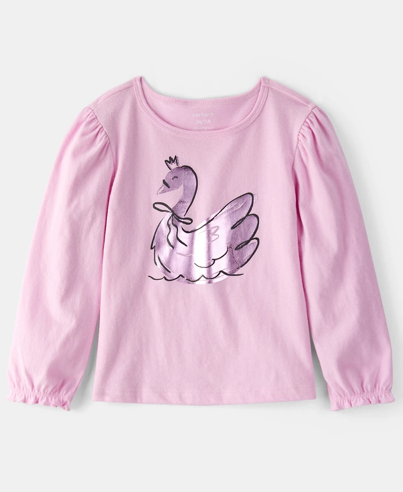 Carter's Girls Toddler 2T-5T Metallic Princess Wand Long-Sleeve Graphic T-Shirt