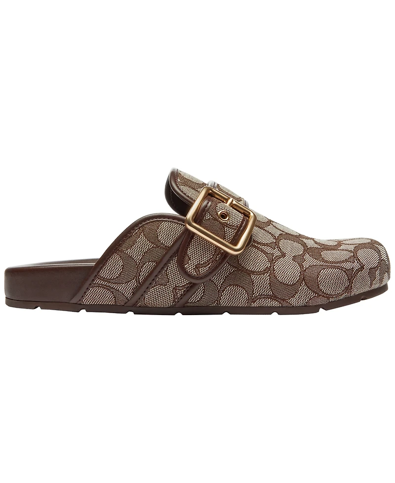 Coach Women's Signature Jacquard Round Toe Archival Buckle Clogs