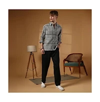 Campus Sutra Men's Moon Grey Graph-Check Waffle Overshirt