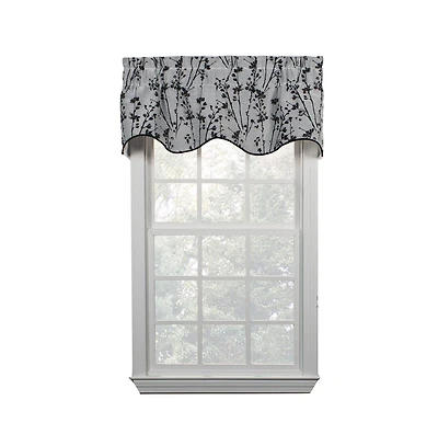 Ellis Curtain Meadow High Quality Room Darkening Solid Natural Color Lined Scallop Window Valance - 50 x15" Chrome