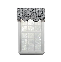 Ellis Curtain Meadow High Quality Room Darkening Solid Natural Color Lined Scallop Window Valance - 50 x15" Chrome