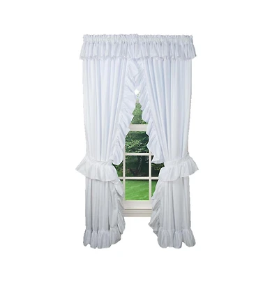 Ellis Curtain 2-Piece Ruffled Priscilla Window Curtain Panel Pair with ties - 80x84" White