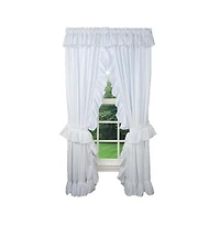 Ellis Curtain 2-Piece Ruffled Priscilla Window Curtain Panel Pair with ties - 80x84" White
