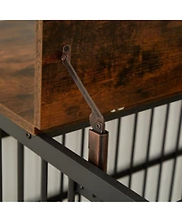 Aostirmotor 43.3 in. W x 29.9 in. D x 33.5 in. H dog crate wrought iron frame door with side openings in Rustic Brown