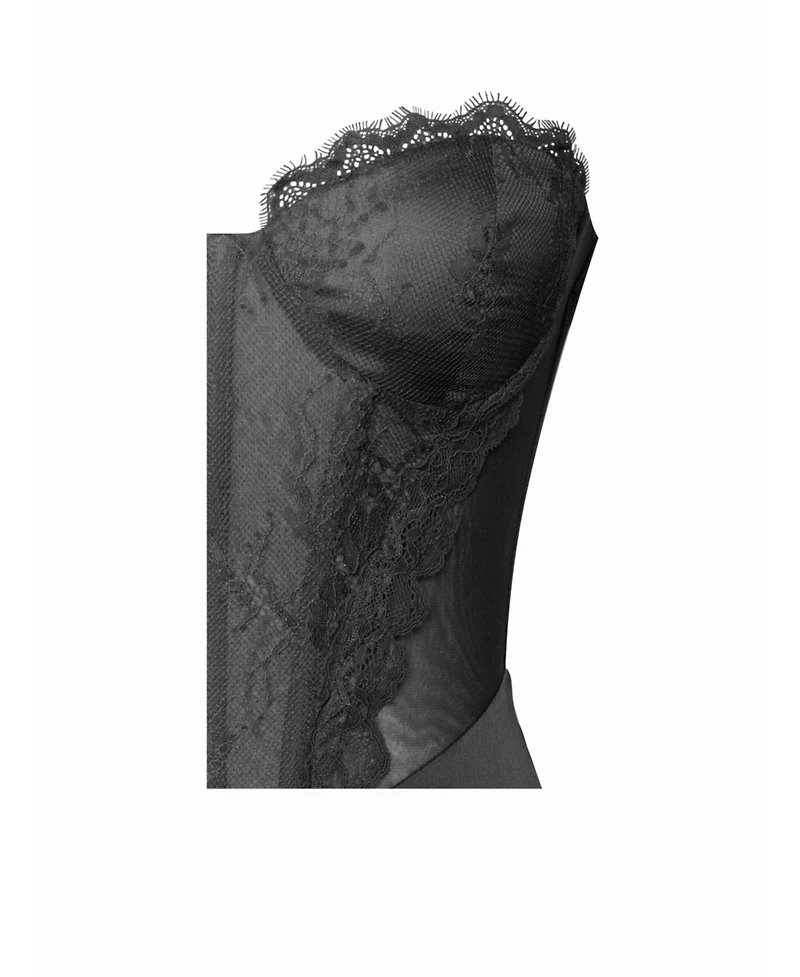 Miss Circle Women's Talia Satin Lace Corset Maxi Dress