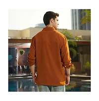 Campus Sutra Men's Rust Orange Breezy Wrinked Shirt