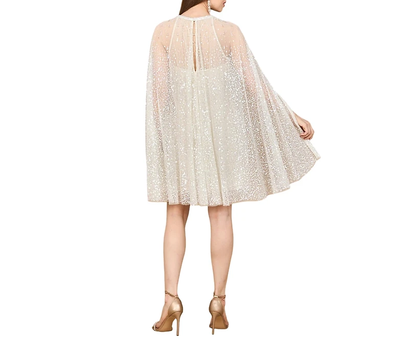 Lara Women's Beaded Bridal Cape Dress