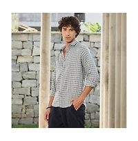 Campus Sutra Men's Icy Blue Bi-Check Shirt