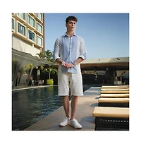 Campus Sutra Men's Powder Blue & Daisy White Panel-Tactile Shirt