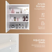 Hauschen Home 20x16 inch Bathroom Wall Cabinet, Saver Storage, Medicine Cabinet with 1 Door and Adjustable Shelves,Flat-Pack Design (White)