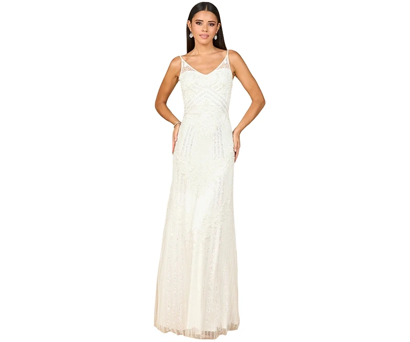 Lara Women's Beaded Gown with Cowl Back