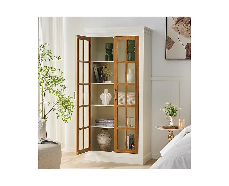 Casainc 71.2" Freestanding Storage Cabinet with Glass Door