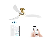 52-inch Modern Classic Golden 3-Blade Flush Mount with Intelligent Remote Control and Light