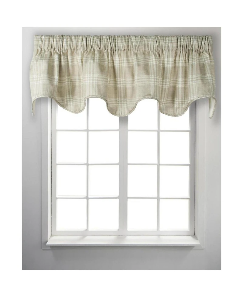 Ellis Curtain Light Blocking Cool Adjustable Bartlett Lined Scallop Window Valance - 70x17" Natural