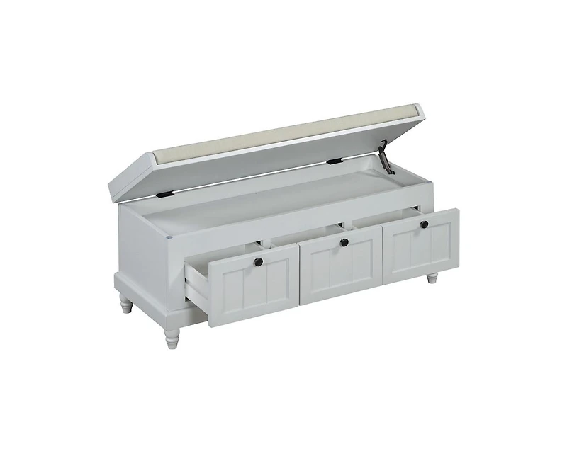 Classic Shoe Bench Cabinet with Cushion and Three Drawers