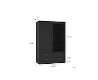 Tall Cabinet Wardrobe Closet Clothing with Hanging Rod Barn Door Drawers Open Shelves