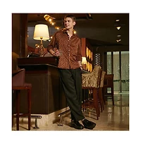Campus Sutra Men's Chocolate Brown Mozaic-Tactile Shirt
