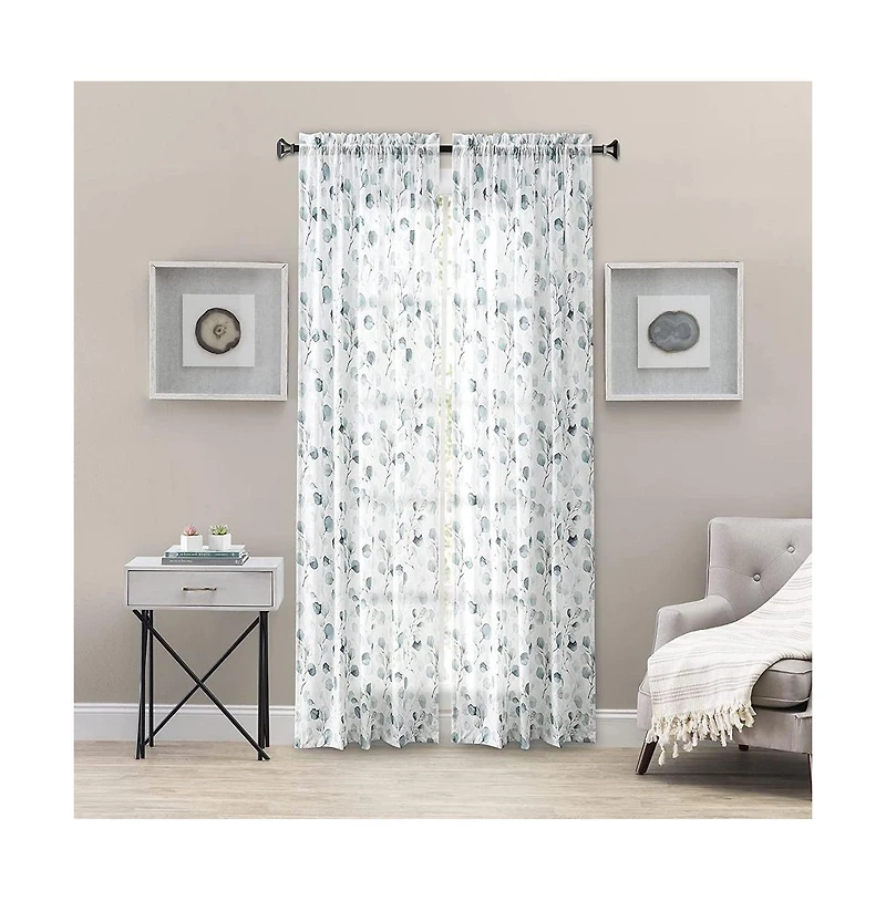 Ellis Curtain Eucalyptus Crushed Taffeta Rod Pocket Tailored Panel - 48" x 84", Spa
