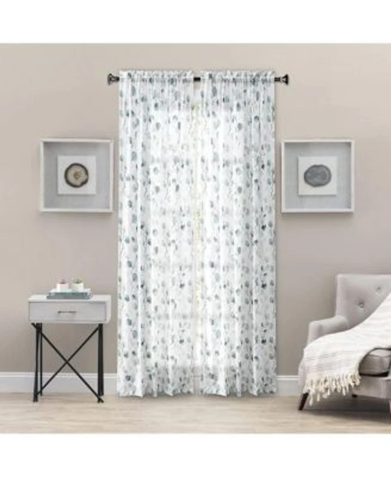 Ellis Curtain Eucalyptus Crushed Taffeta Rod Pocket Tailored Panel 48 X22 X 84 X22 Spa