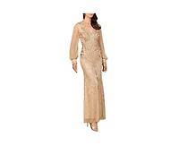Lara Women's V Neck Beaded Long Sleeve Dress