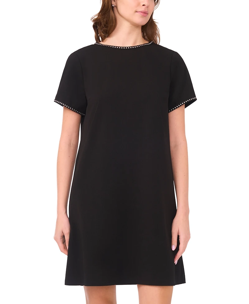 Msk Women's Short Sleeve Stud Detail Dress
