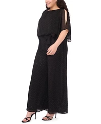 Msk Plus Rhinestone Overlay Boat Neck Jumpsuit